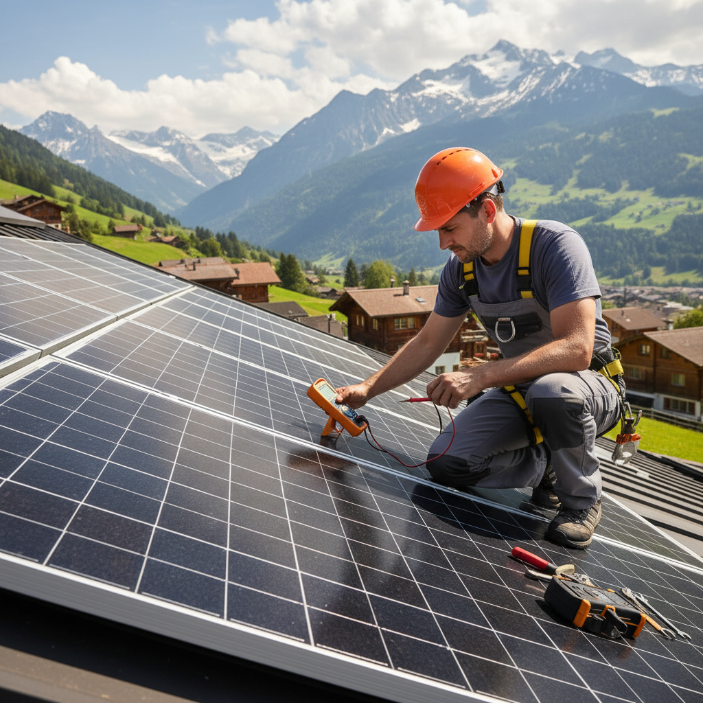 Solarpanels auf Einfamilienhaus in der Schweiz